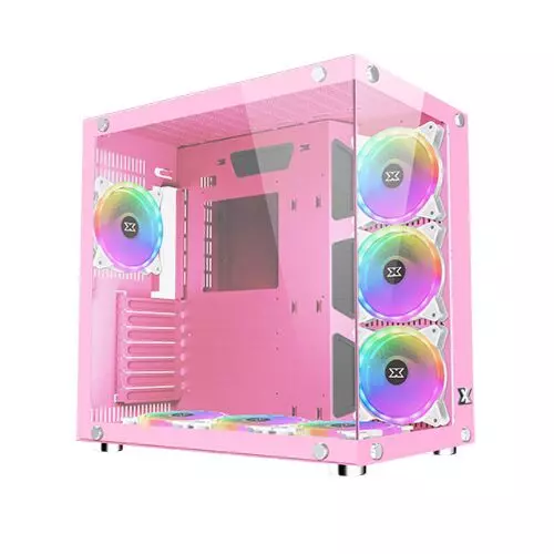 Xigmatek Aquarius Plus Queen 7pcs 120mm Arctic RGB Fans Gaming Case - Pink