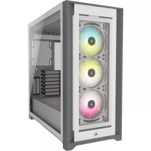 Corsair ICUE 5000X RGB Tempered Glass Mid-Tower ATX PC Smart Case - White