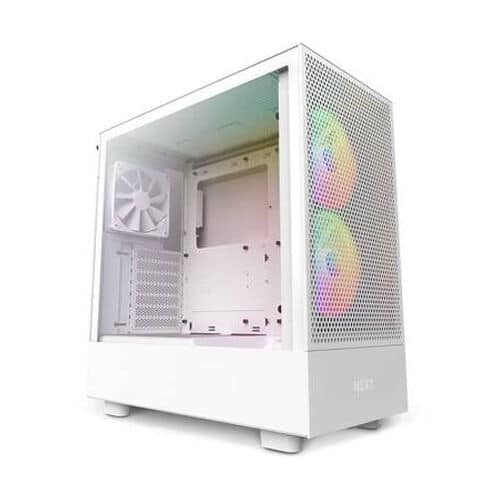 NZXT H5 Flow RGB Compact Mid-Tower Airflow Case - White