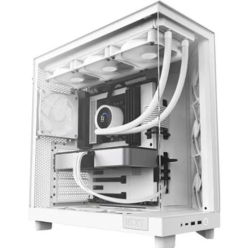 NZXT H6 Flow Compact Dual-Chamber Mid-Tower Airflow Gaming Case - White