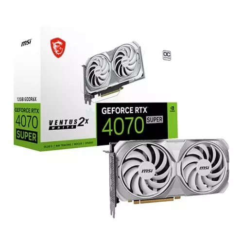 Msi GeForce RTX 4070 SUPER VENTUS 2X OC 12GB GDDR6X Graphics Card - White, DLSS 3