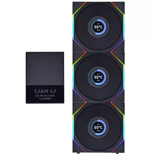Lian Li UNI FAN TL120 LCD RGB Triple-Pack Fan - Black | G99.12TLLCD3B.00