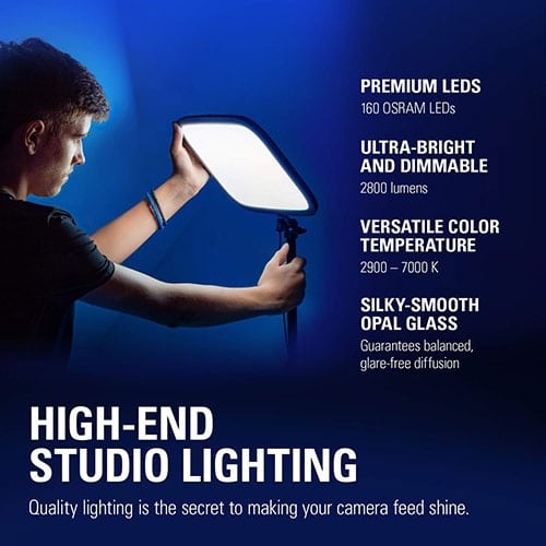 Elgato Key Light Professional Studio LED Panel with 2500 Lumens, Color Adjustable, App-Enabled - PC and Mac | 10GAK9901