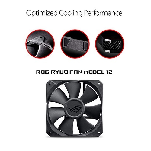 Asus ROG Ryuo 120 all-in-one liquid CPU cooler with color OLED, Aura Sync RGB, and ROG 120mm radiator fan | ROG Ryuo 120
