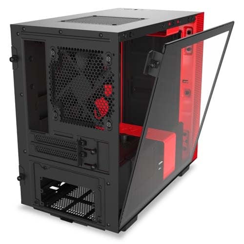 NZXT H210i Mini-ITX Case with Lighting and Fan Control Computer Case - Black/Red | CA-H210i-BR
