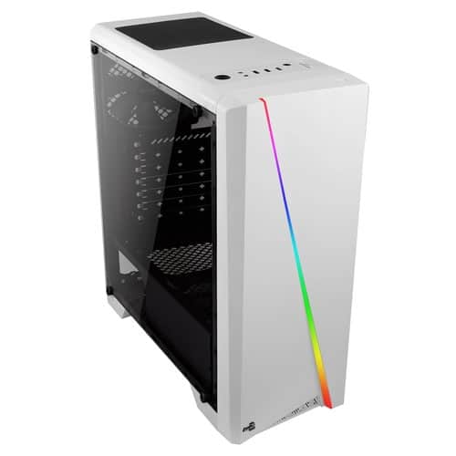 AeroCool RGB Front with Built in Card Reader and Side Window Panel Mid Tower with 7 Expansion Slots - White | Cylon-WG