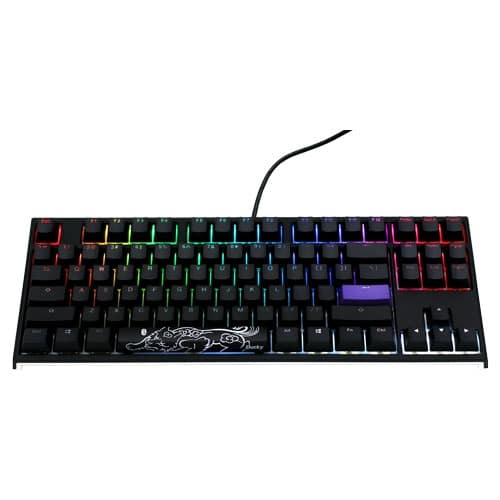Ducky One 2 TKL Cherry MX Red Switch Double Shot RGB LED Mechanical Gaming Keyboard - Black / White | DKON1787ST-RUSPDAZT1