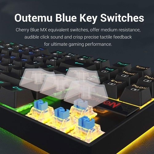 Redragon K552-RGB Compact 87 Keys USB Wired Cherry MX Blue RGB Backlit Mechanical Gaming Keyboard - Black | K552-RGB
