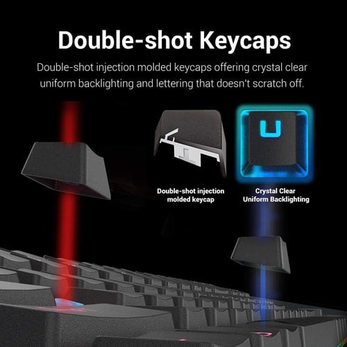 Redragon K552-RGB Compact 87 Keys USB Wired Cherry MX Blue RGB Backlit Mechanical Gaming Keyboard - Black | K552-RGB