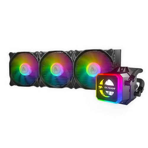 Cougar Helor (360) CPU Liquid Cooling with Addressable RGB, Core Box v2 and a Remote Controller, with 3 Vortex Omega 120 mm Fans - Black | RL-HLR360-V1