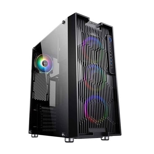 Tortox Aura 3D Reflection RGB Full Tower Gaming Computer Case - Black