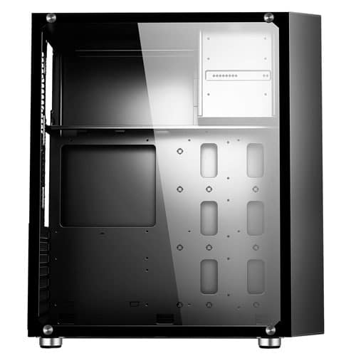Tortox IRIS Full Tempered Glass Aura Supported 3D Reflection RGB Case with Remote Full Tower Gaming Computer Case - Black